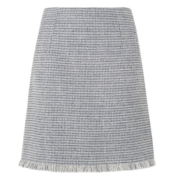 L.K. Bennett Josie Navy Tweed Skirt with Fringe detail - Picture 2 of 12